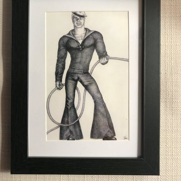 Tom of Finland Matted and Framed Postcard/Print 6” x 8” Navy Sailor Man - Picture 2 of 2